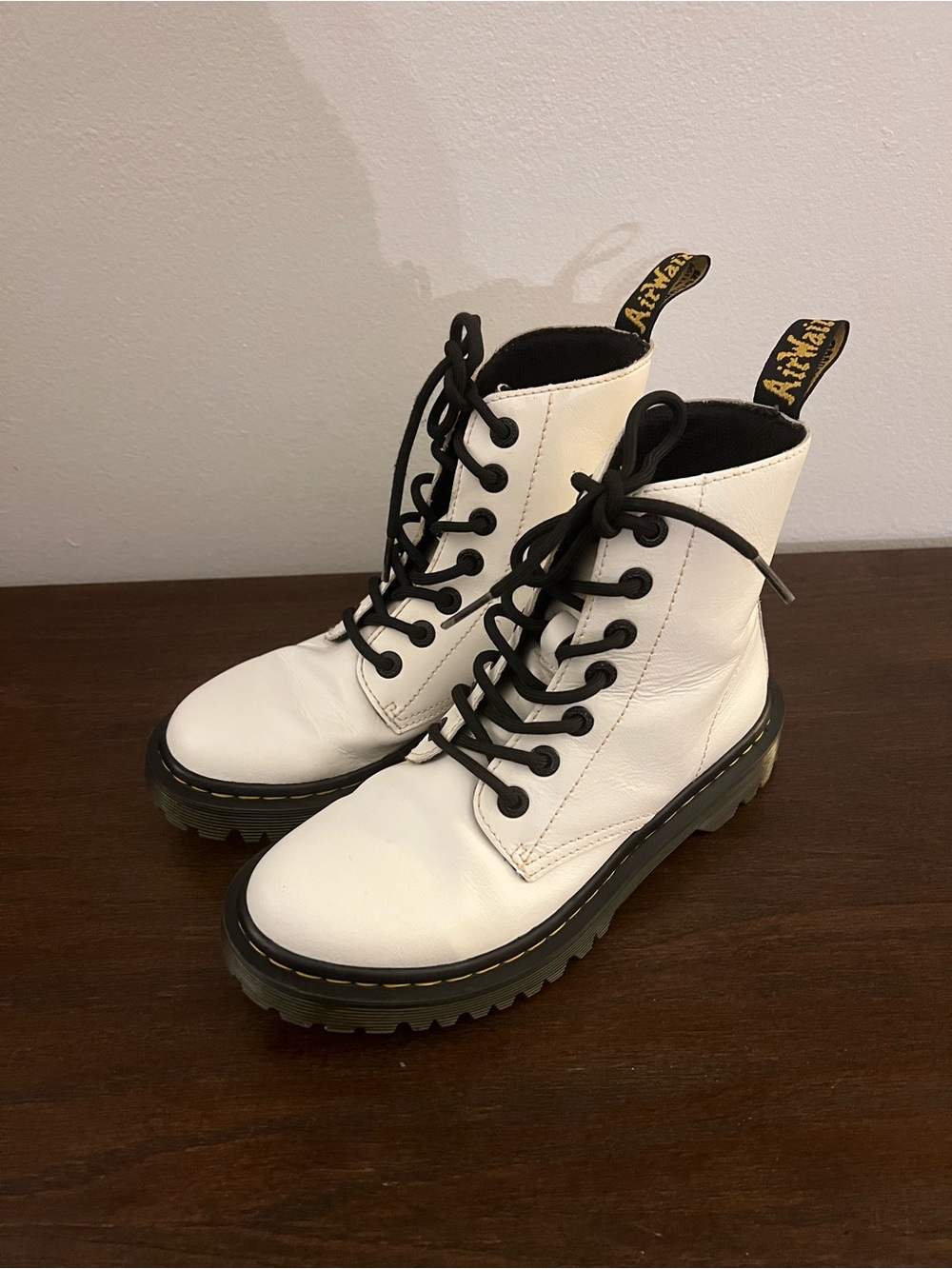 Dr. Martens White Leather Combat Boots - Women's-Luana.